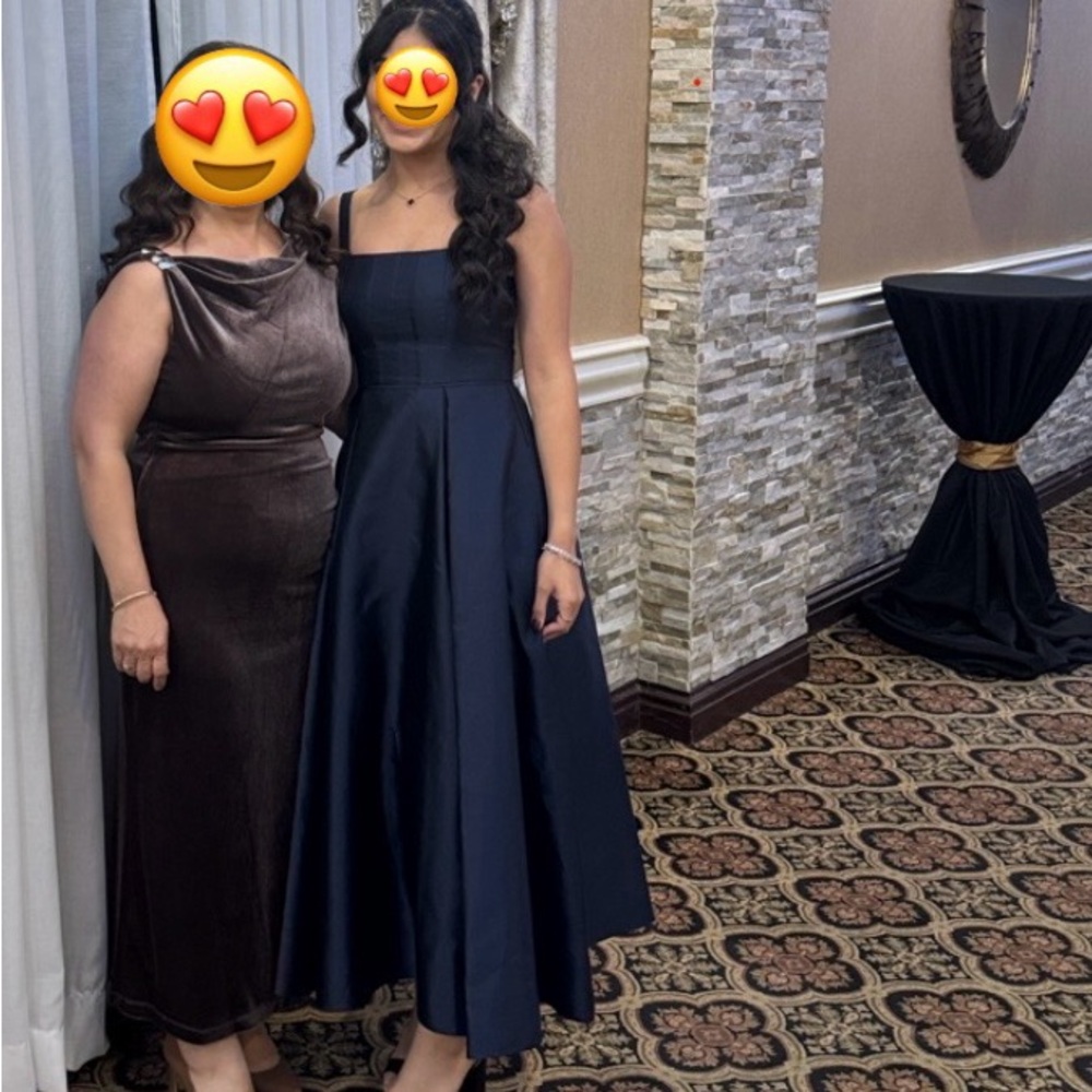 Adrianna Papell Evening Gown Dress Navy Blue